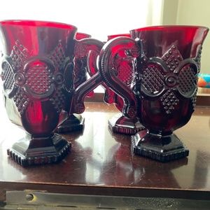 Vintage Avon 1876 Cape Cod Ruby Red Mug (set of 4)